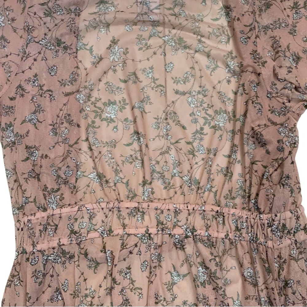 American Rag Cie Pink Floral Cottage Duster Cardigan Kimono Jacket Boho Prairie - Picture 9 of 12
